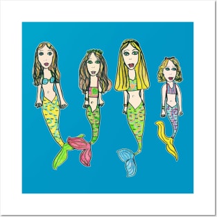 Tane's Drawing of My Girls as Mermaids Posters and Art